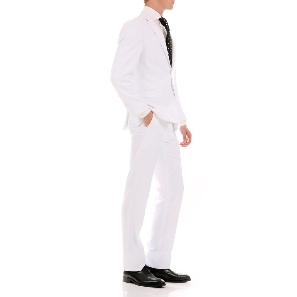 Mens 2pc Modern Fit Suit Notch Lapel, White